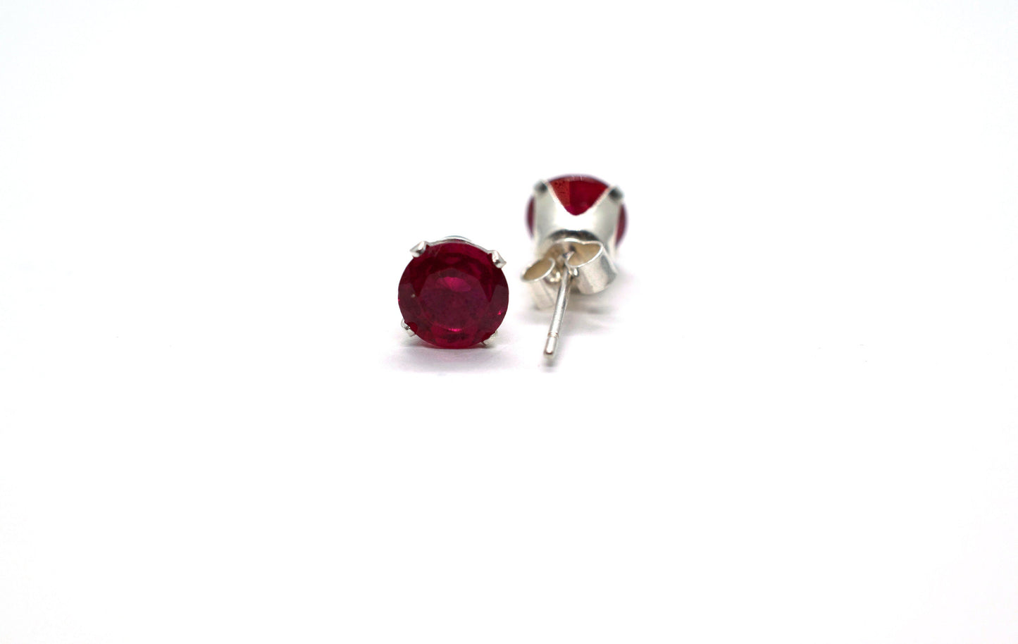 Lab Created Ruby Studs, Lab Created Ruby Earrings, Lab Created Corundum