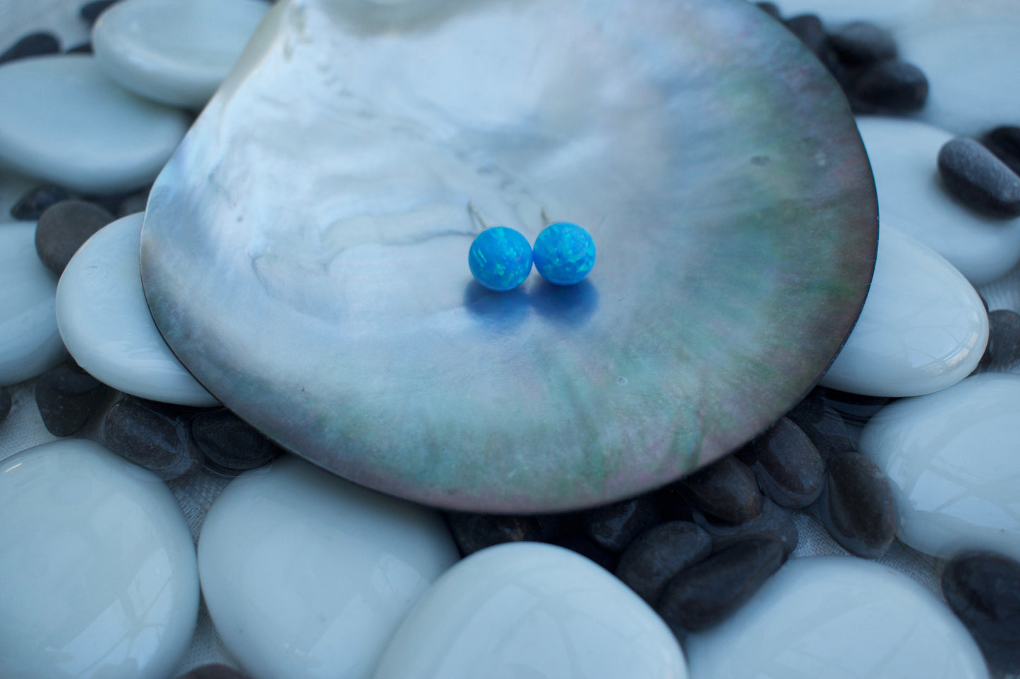 Opal Earrings Synthetic in Sterling Silver.