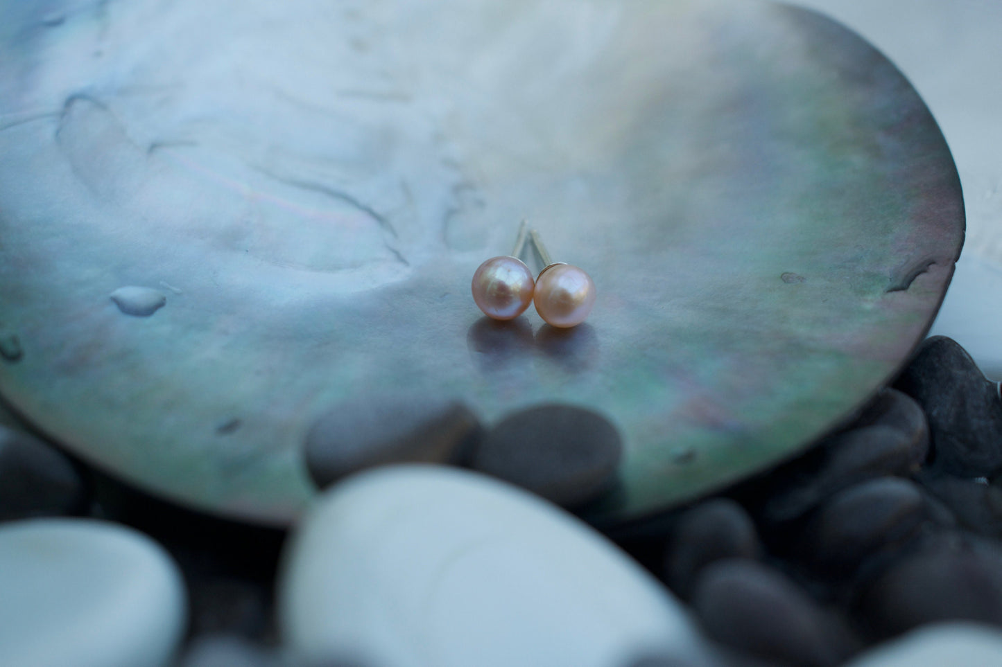 Pink Pearl Earrings in Sterling Silver