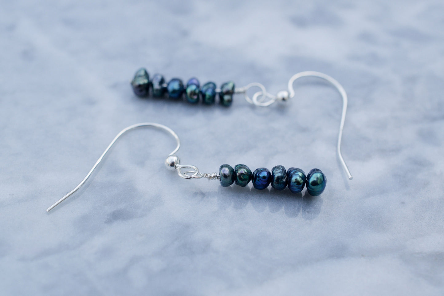Black Keshi Pearl Drop Earrings