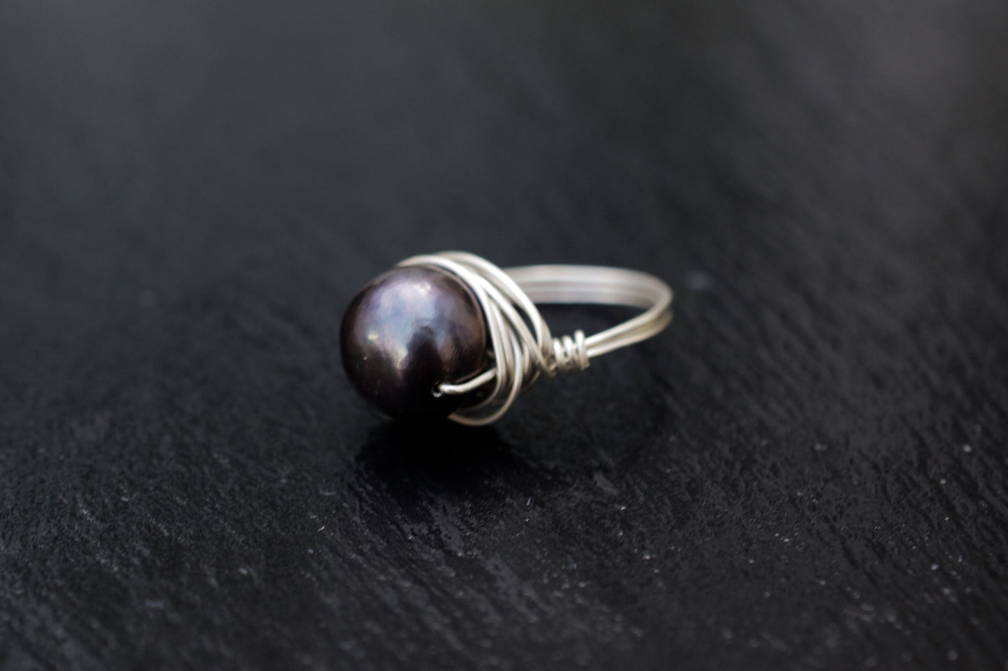 Black Pearl Ring in Sterling Silver