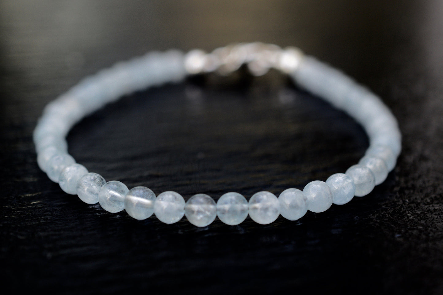 Blue Aquamarine Bracelet in Sterling Silver