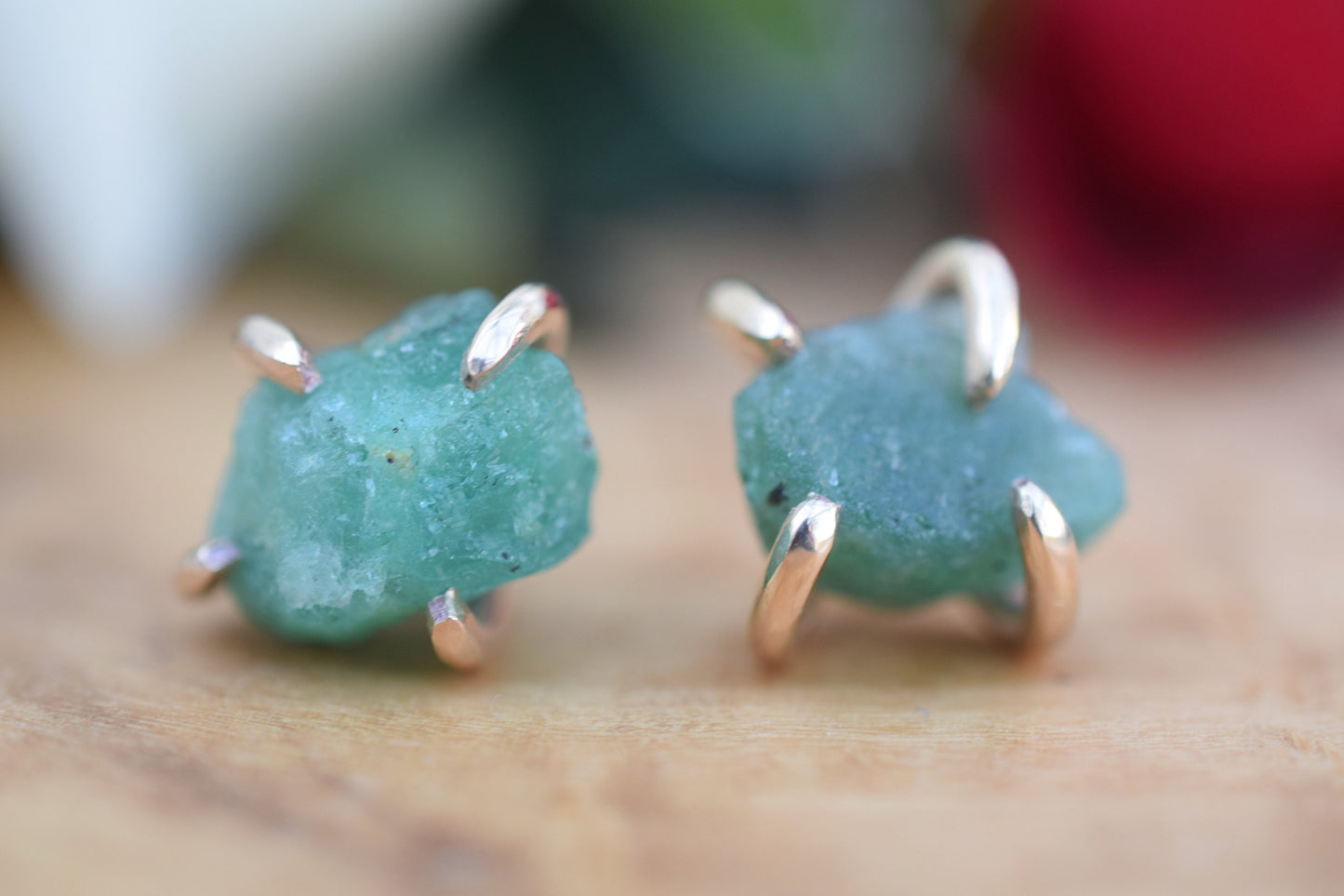 Natural Emerald Earrings in 14K Gold Filled