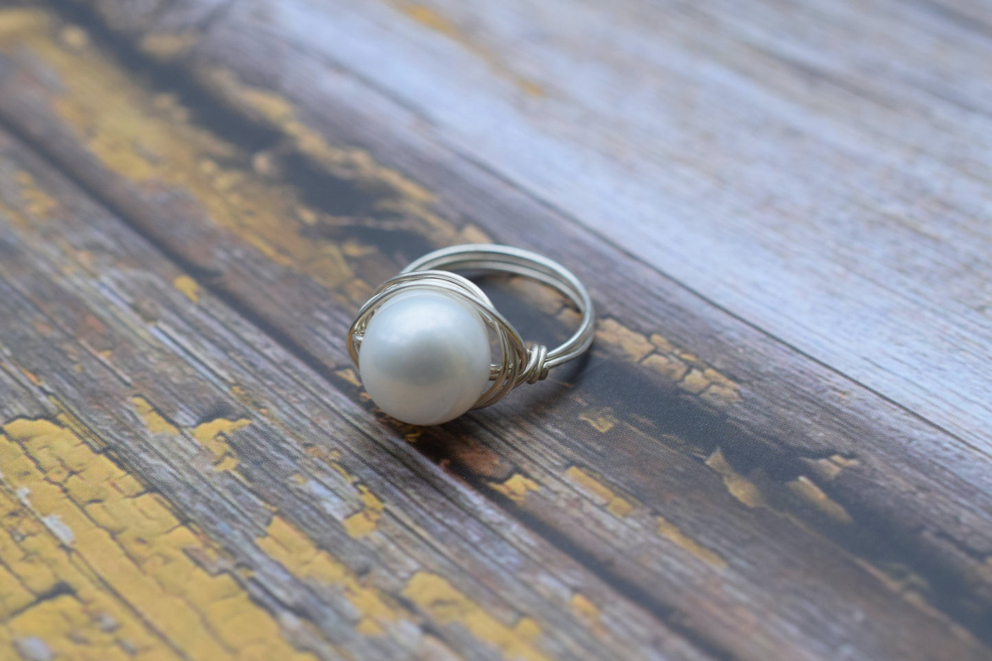 Statement Pearl Ring, Large Pearl Ring, White Pearl Ring in Sterling Silver