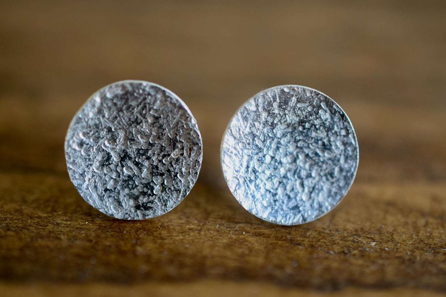 Hammered Textured Earrings / Large Round Earrings / Big Round Earrings / Flat Circle Earrings / Silver Earrings UK