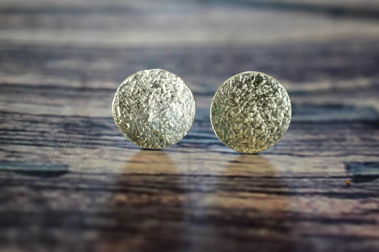Hammered Textured Earrings / Large Round Earrings / Big Round Earrings / Flat Circle Earrings / Silver Earrings UK