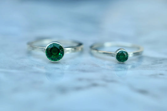 Lab Created Emerald Sterling Silver Ring