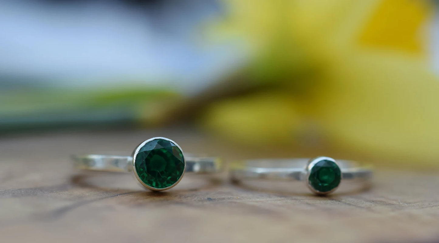 Lab Created Emerald Sterling Silver Ring