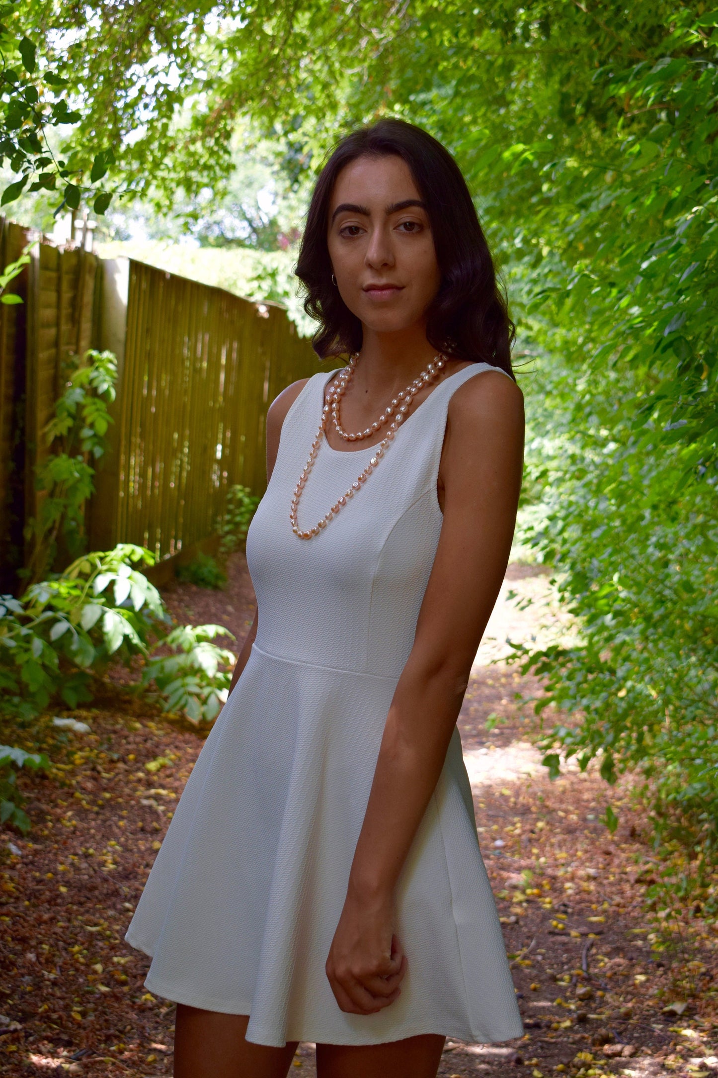 Long Pink Freshwater Pearl Necklace with Sterling Silver Findings