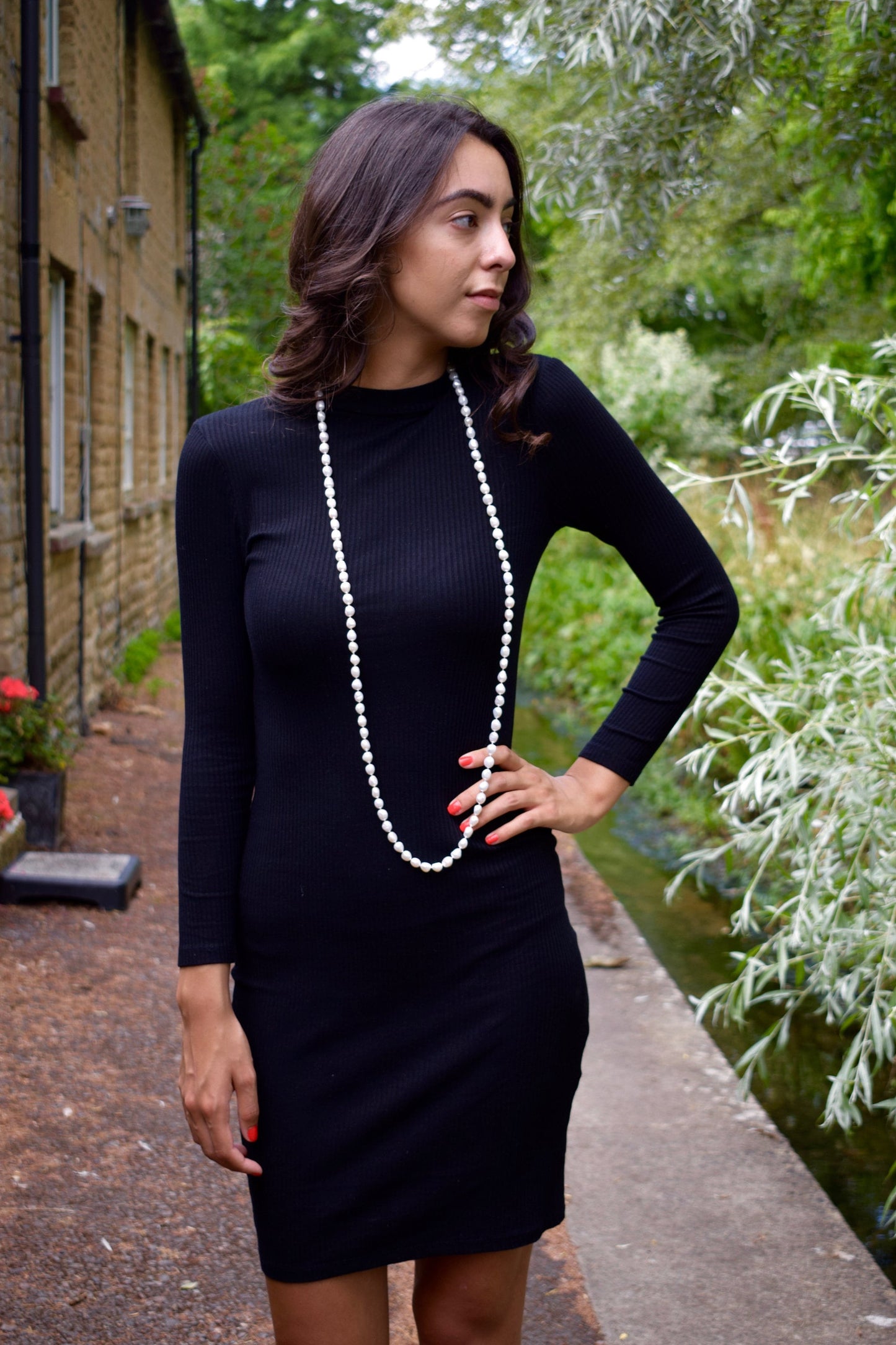 White Extra Long Freshwater Pearl Necklace with Sterling Silver, 1920's Long Pearl Necklace, Real Pearl Necklace,  Layering Necklace.