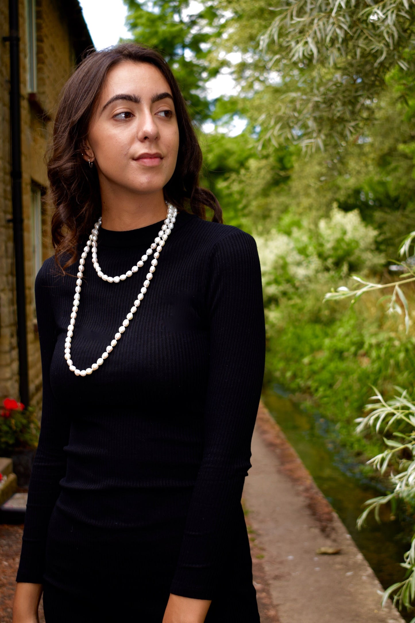 White Extra Long Freshwater Pearl Necklace with Sterling Silver, 1920's Long Pearl Necklace, Real Pearl Necklace,  Layering Necklace.