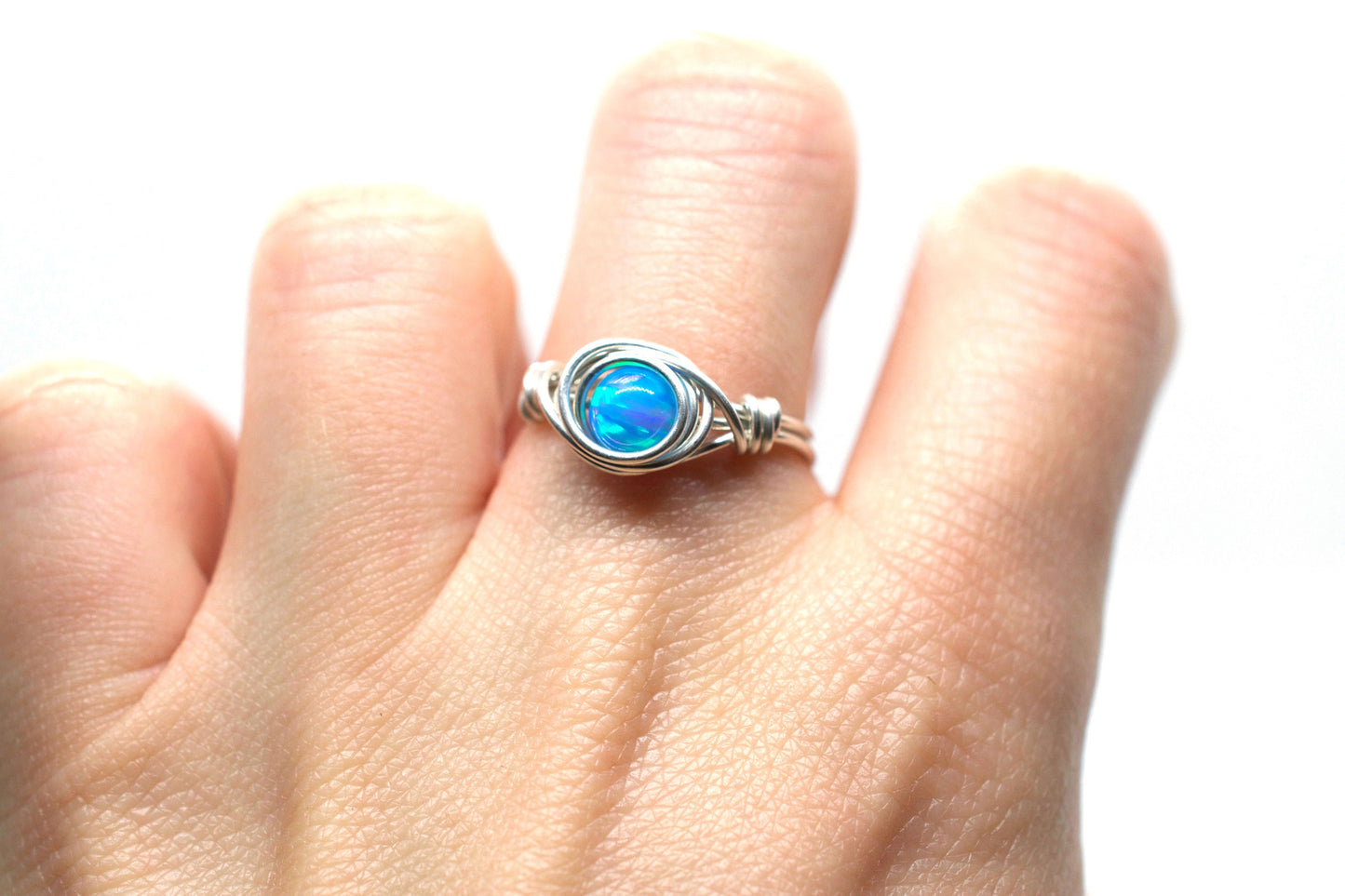 Opal Ring Wire Wrapped in Sterling Silver