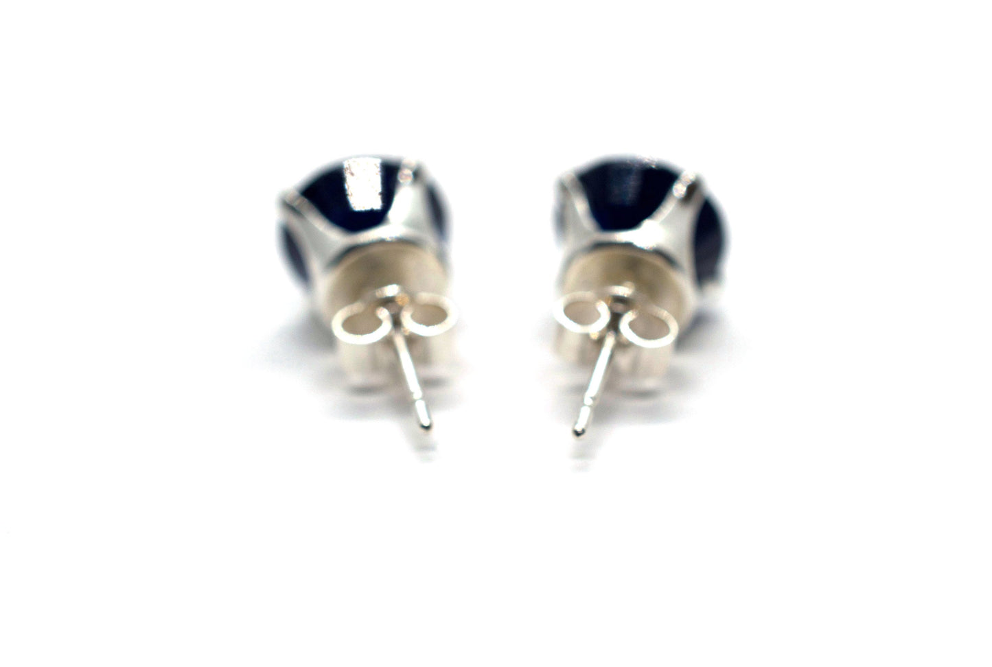 Lab Created Sapphire Earrings in Sterling Silver or 14K Gold Filled, Blue Sapphire Stud Earrings, Lab Created Corundum, Birthday Gift