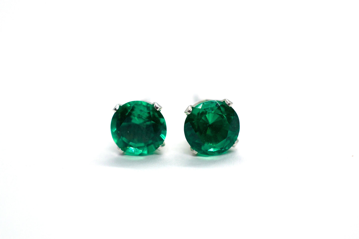 Lab Created Emerald Earrings in Sterling Silver or 14K Gold Filled, Emerald Statement Earrings, 14K Emerald Earrings