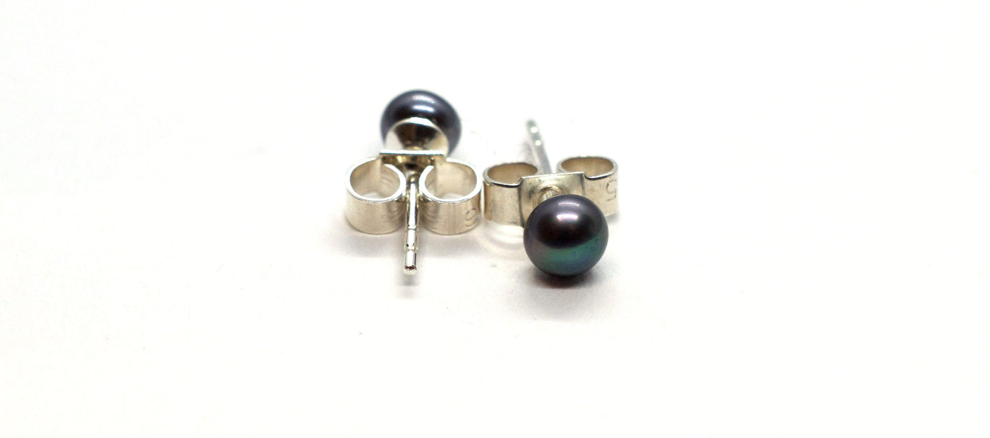 Natural Black Seed Pearl Earrings