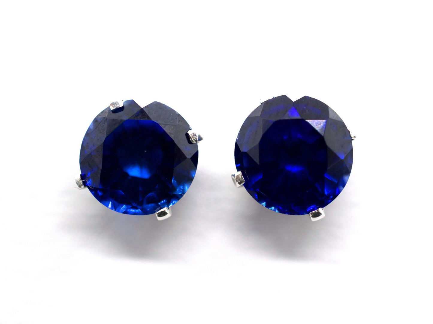 Lab Created Sapphire Earrings in Sterling Silver or 14K Gold Filled, Blue Sapphire Stud Earrings, Lab Created Corundum, Birthday Gift