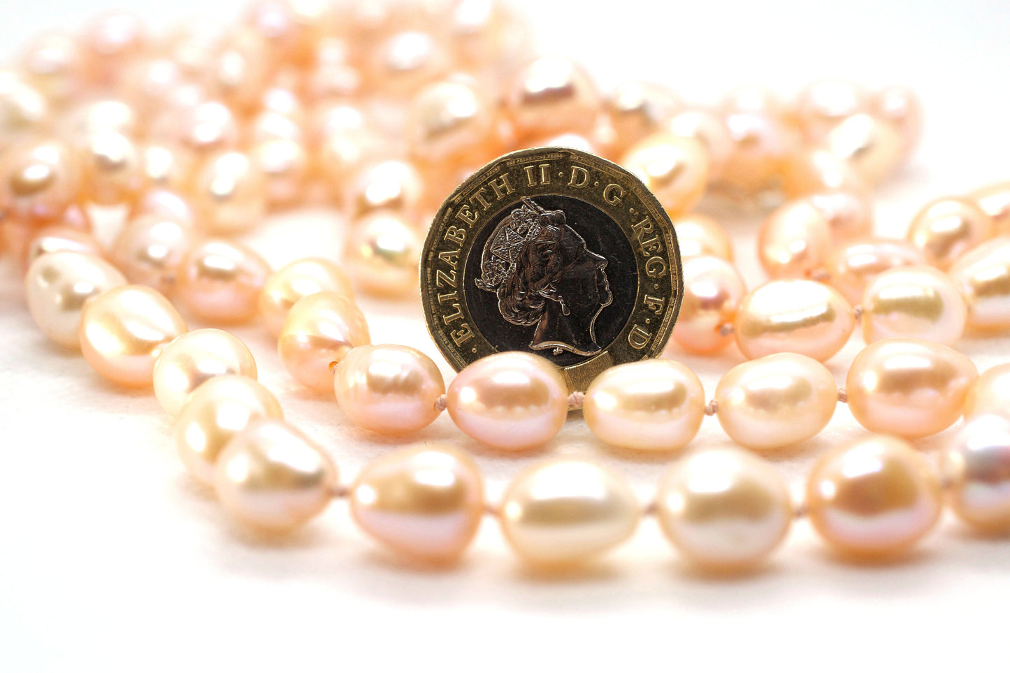 Long Pink Freshwater Pearl Necklace with Sterling Silver Findings
