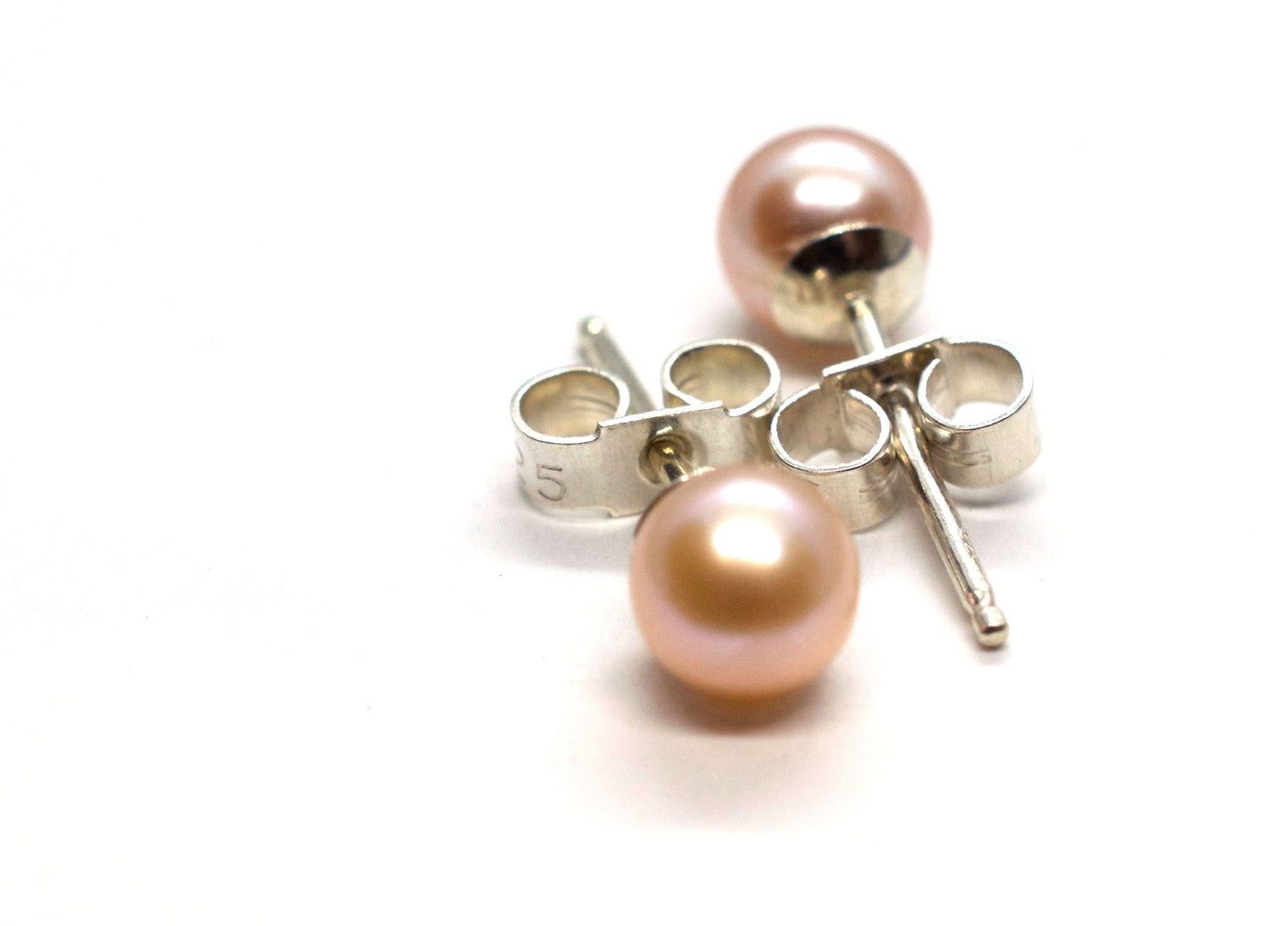 Pink Pearl Earrings in Sterling Silver