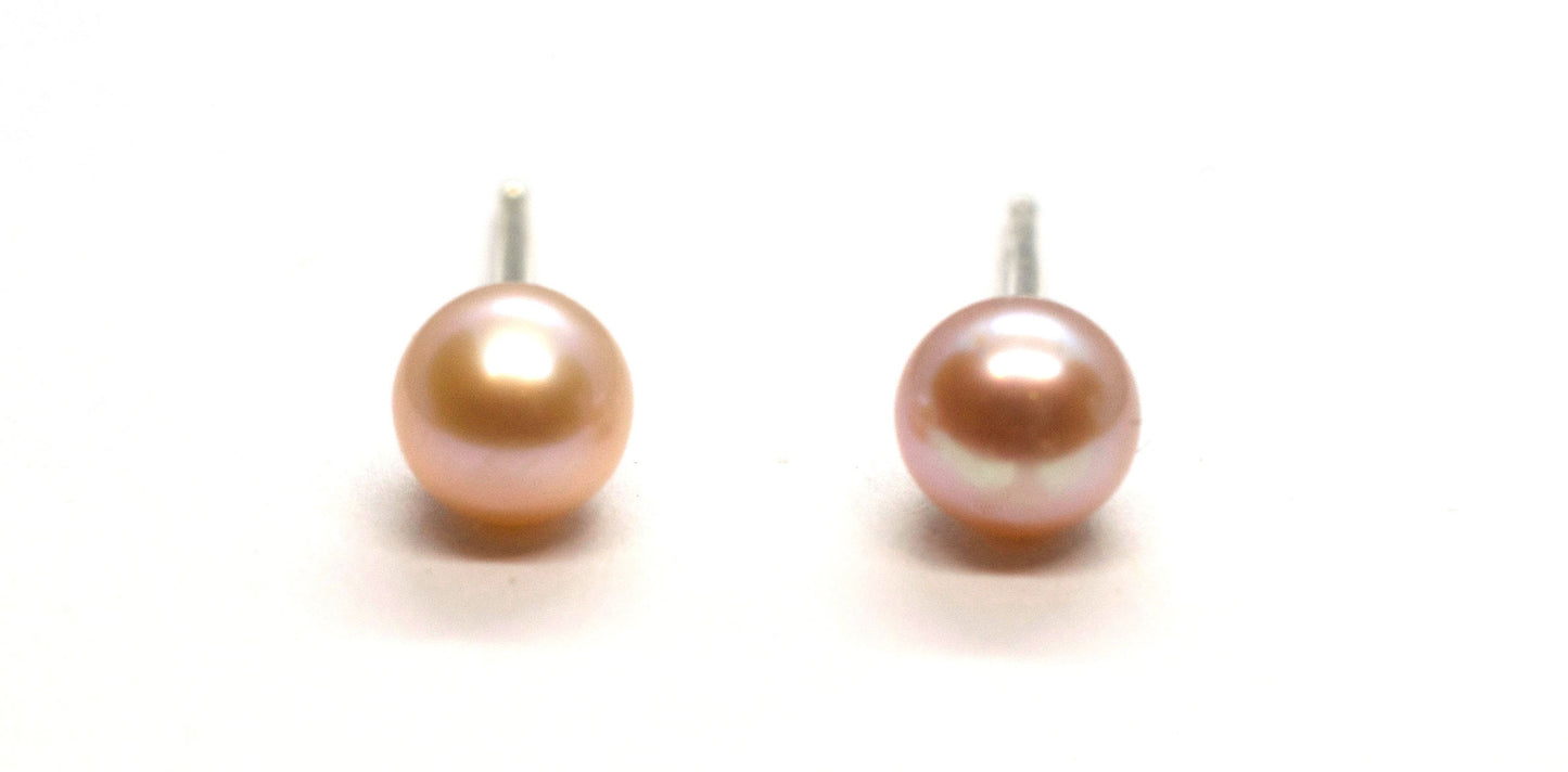 Pink Pearl Earrings in Sterling Silver