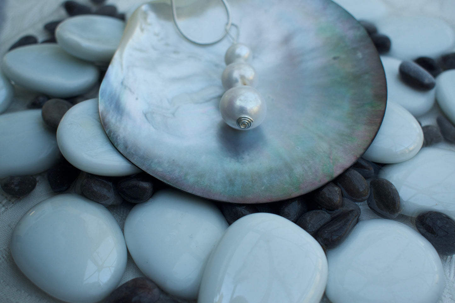 Graduated Pearl Pendant Necklace - Sterling Silver Chain