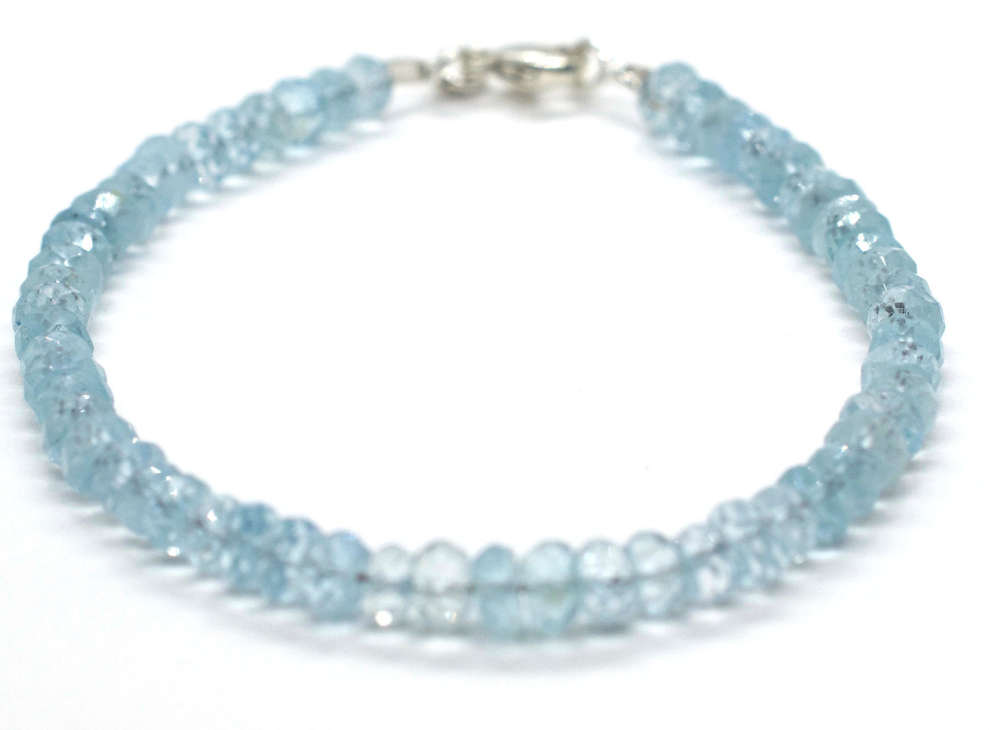 Aquamarine Sterling Silver Beaded Bracelet
