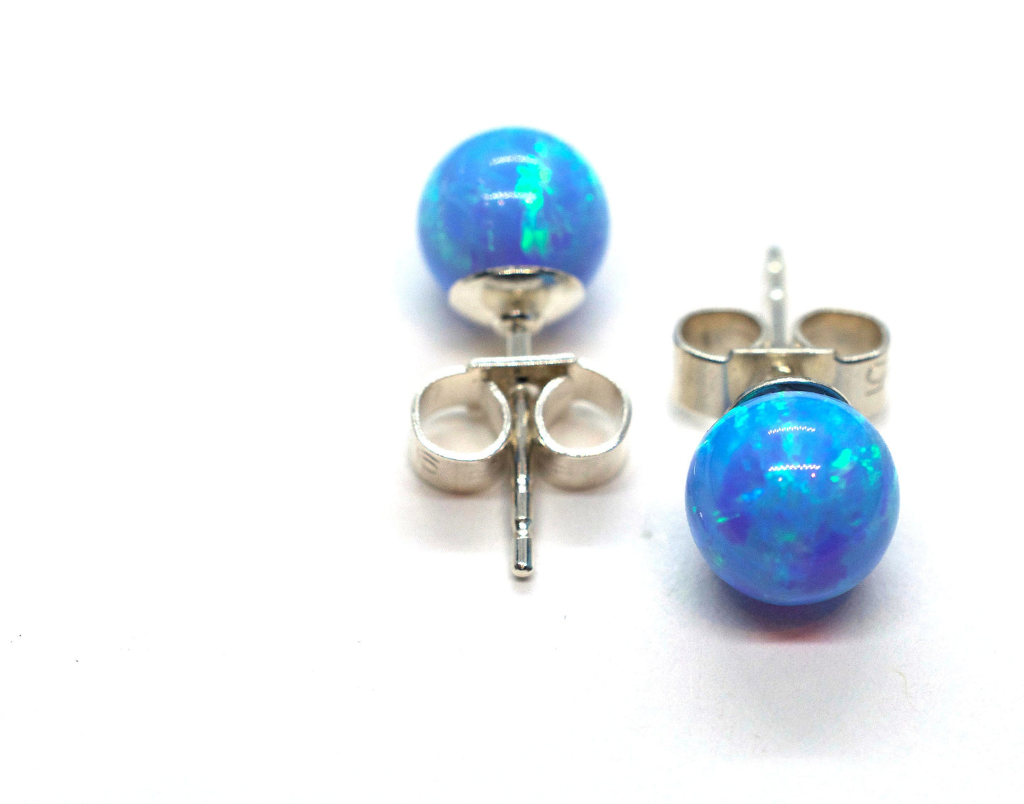 Opal Earrings Synthetic in Sterling Silver.