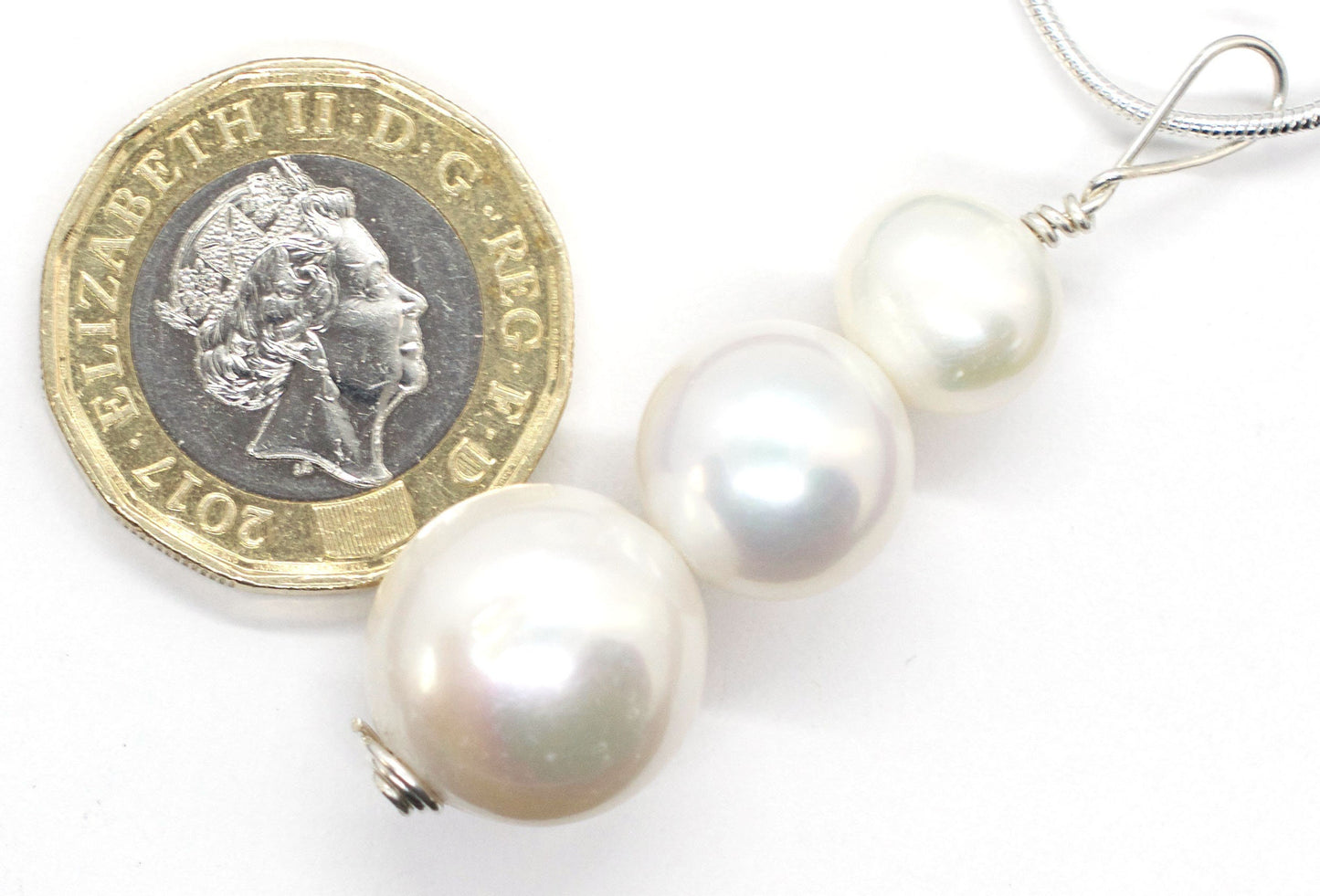 Graduated Pearl Pendant Necklace - Sterling Silver Chain