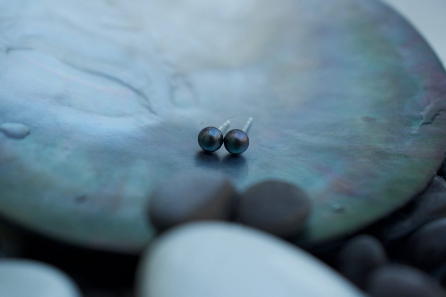 Natural Black Seed Pearl Earrings