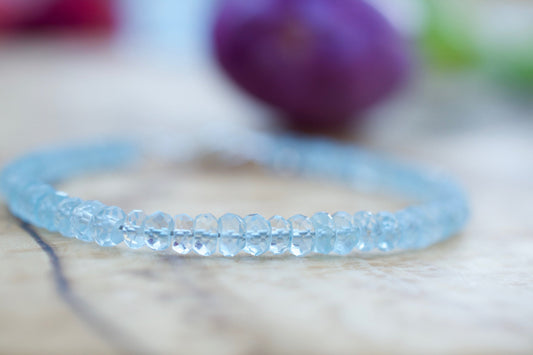 Aquamarine Sterling Silver Beaded Bracelet