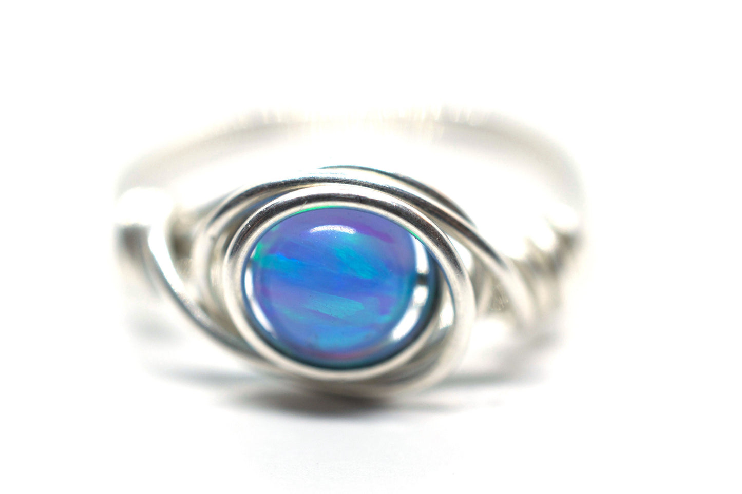 Opal Ring Wire Wrapped in Sterling Silver