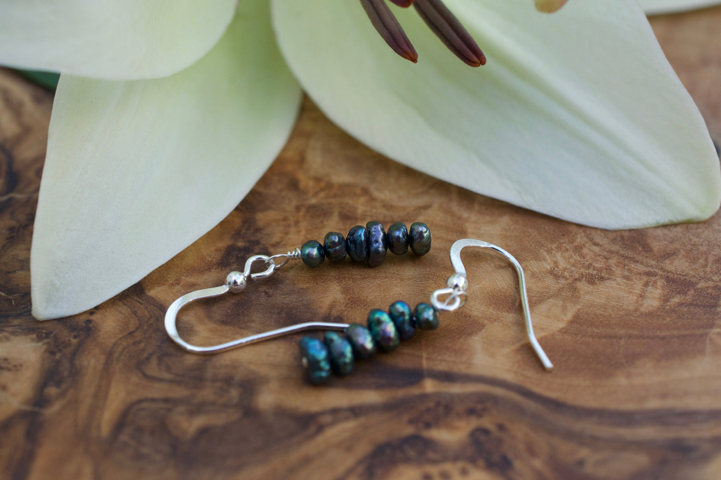 Black Keshi Pearl Drop Earrings