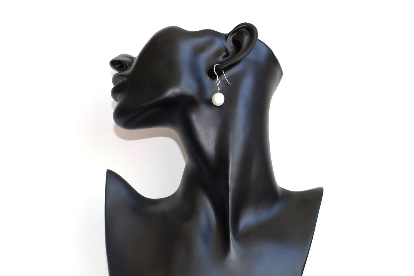 Coin Pearl Earrings in Sterling Silver