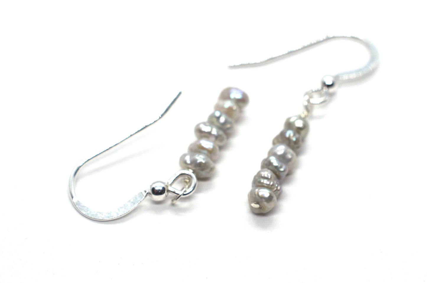 Keshi Pearl Earrings in Grey Pearl, Real Pearl Dangle Earrings in Sterling Silver, 14K Gold Filled or 14k Rose Gold Filled.