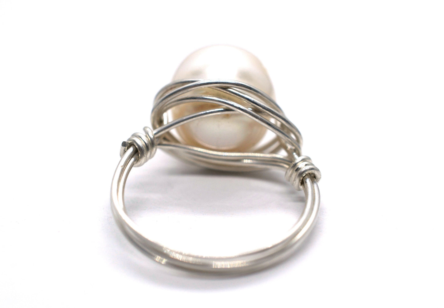 Statement Pearl Ring, Large Pearl Ring, White Pearl Ring in Sterling Silver