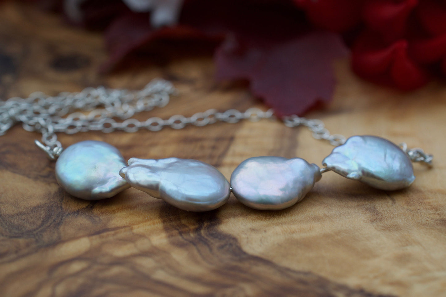 Grey Coin Pearl Necklace