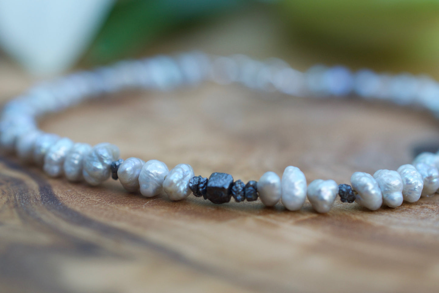 Raw Diamond & Freshwater Pearl Bracelet