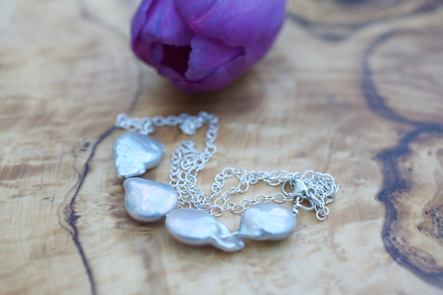 Grey Coin Pearl Necklace