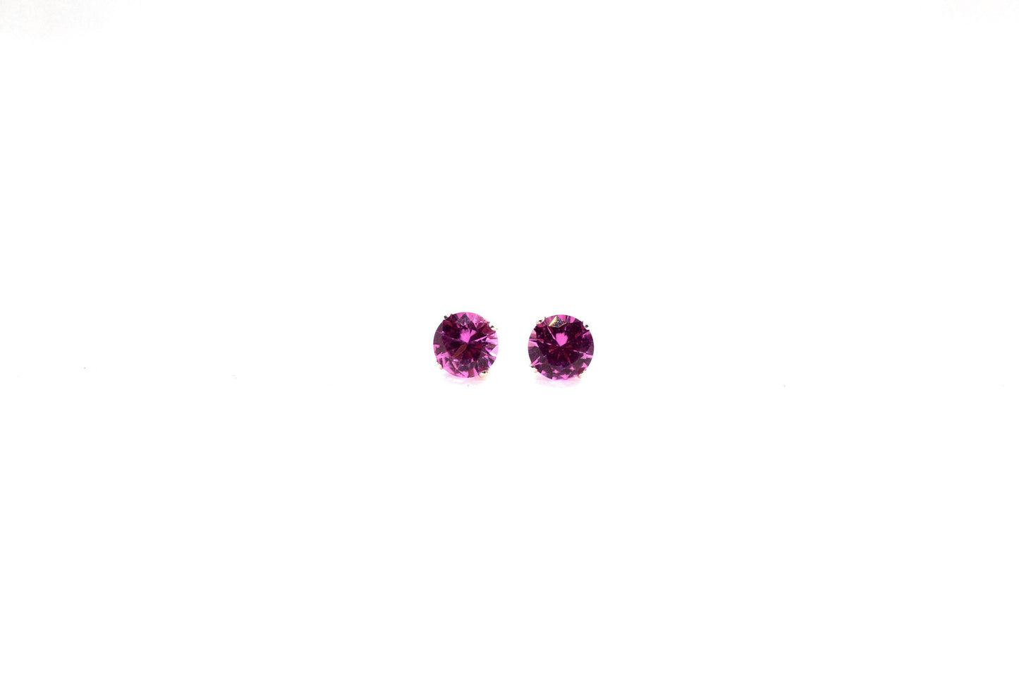 Pink Sapphire Earrings, PinkSapphire Stud Earrings,  Lab Created Sapphire Earrings, Lab Grown Studs