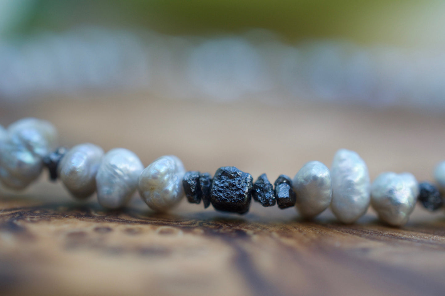 Raw Diamond & Freshwater Pearl Bracelet