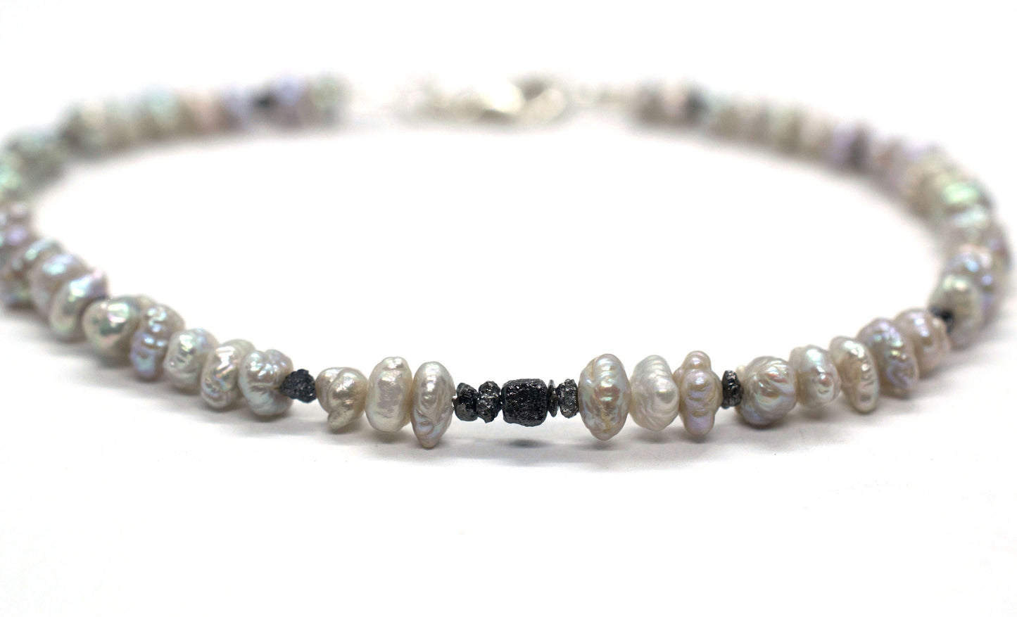 Raw Diamond & Freshwater Pearl Bracelet