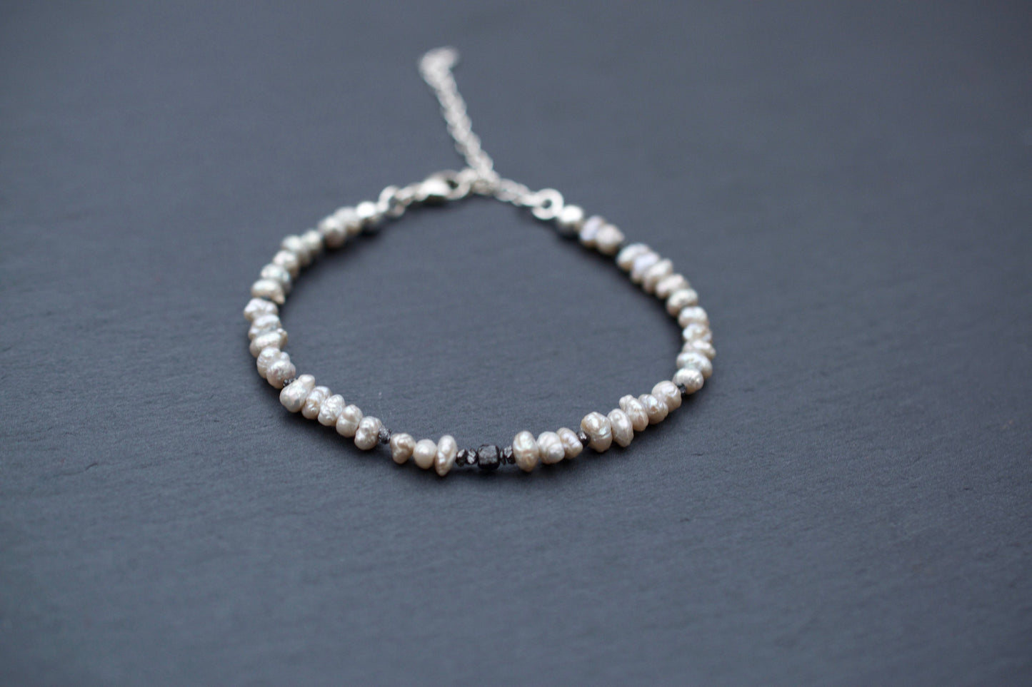 Raw Diamond & Freshwater Pearl Bracelet