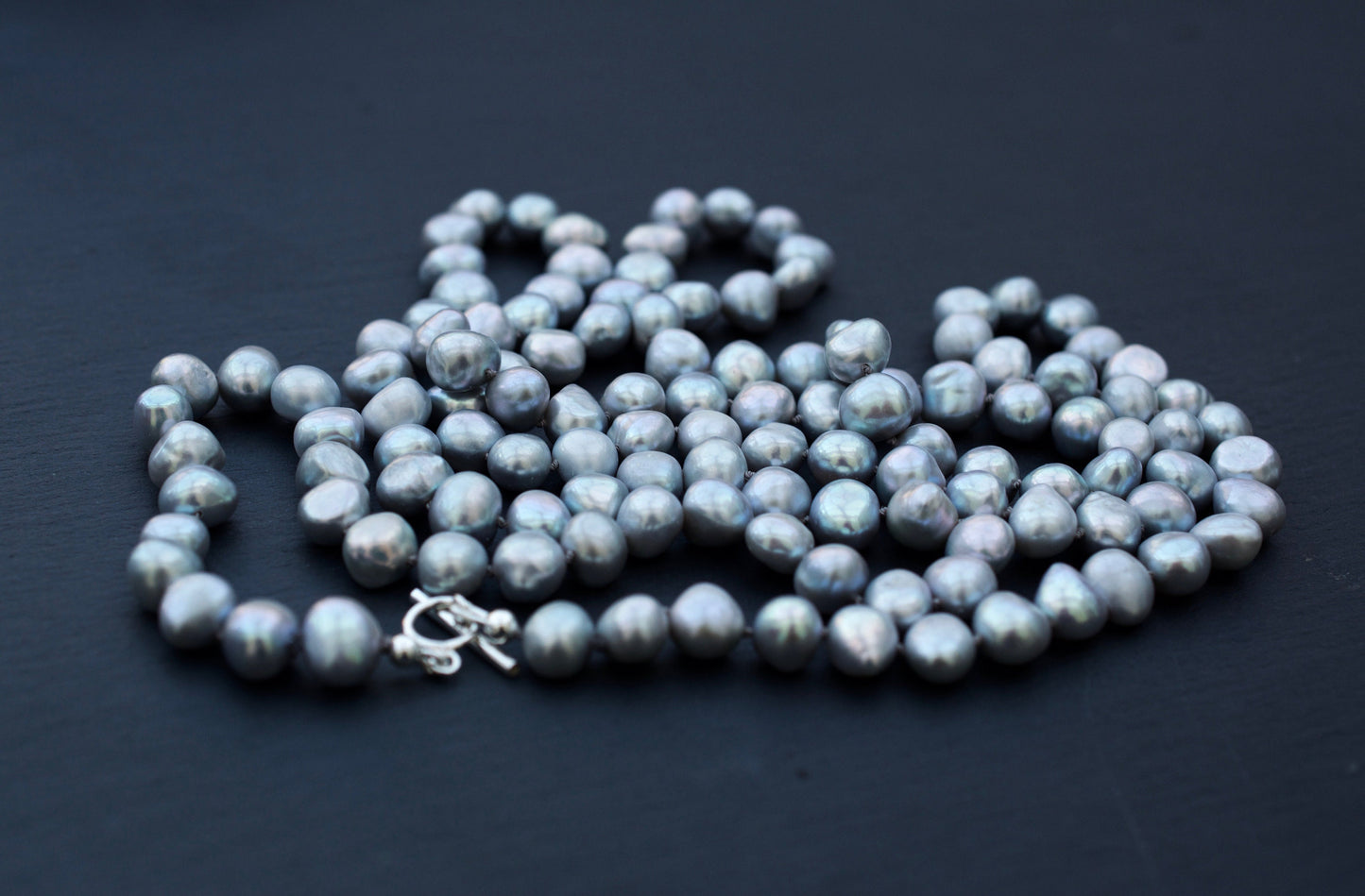 Long Grey Pearl Necklace, Real Pearl Necklace, Long Lariat Pearl Necklace