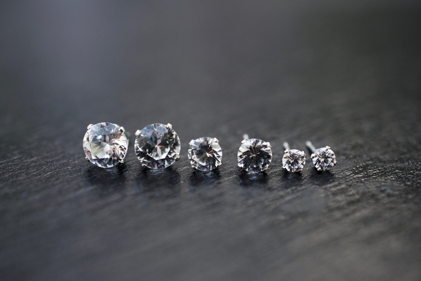 White Sapphire Studs, Lab Created Sapphire Earrings in Sterling Silver or 14K Gold Filled, Lab Created Corundum,  Lab Grown Earrings