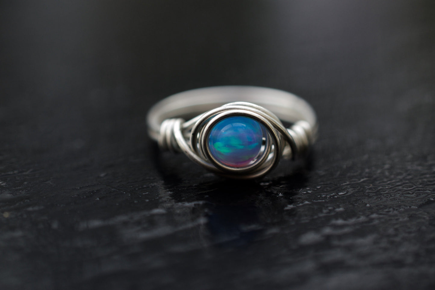 Opal Ring Wire Wrapped in Sterling Silver