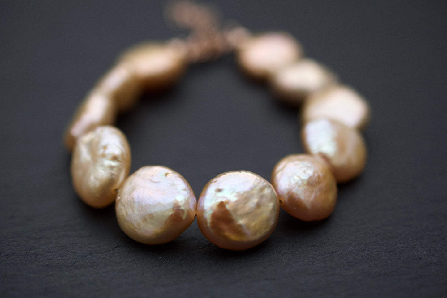 Pink Coin Pearl Bracelet in Sterling Silver