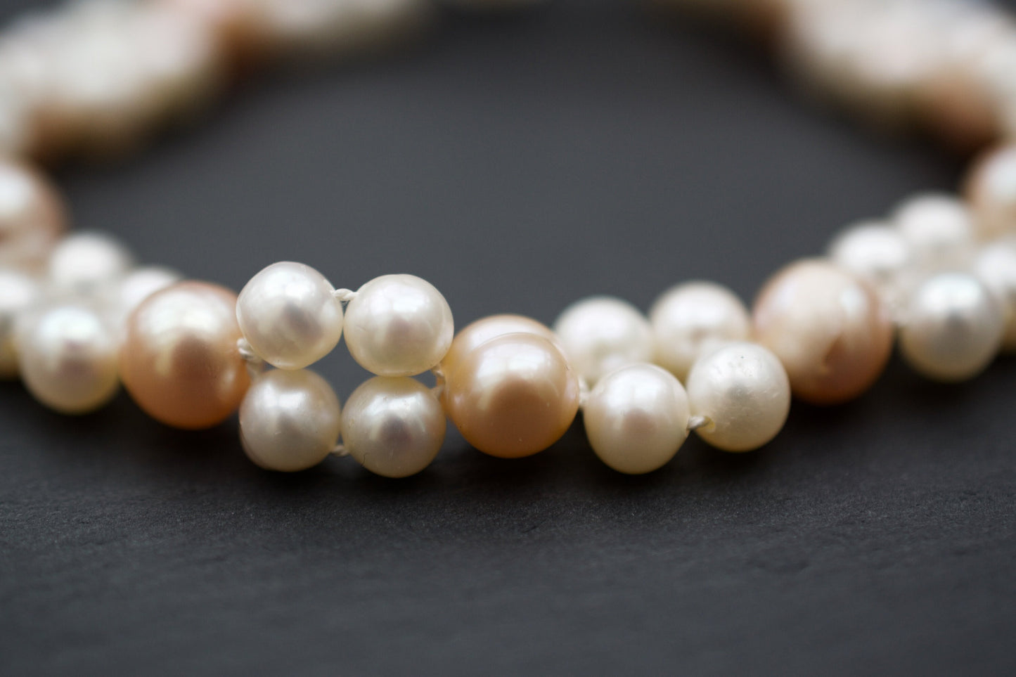 Multi Strand Knotted Pearl Bridal Bracelet Pink Pearls & White Pearls