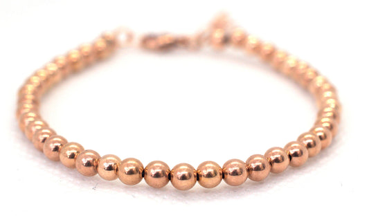 Rose Gold Beaded Bracelet, 14K Rose Gold Filled Bracelet