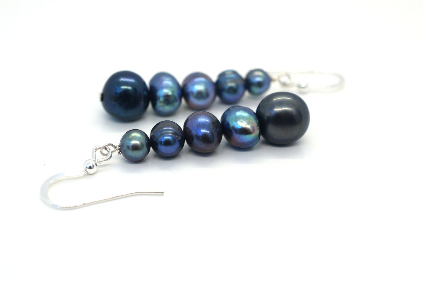 Black Pearl Earrings in Sterling Silver