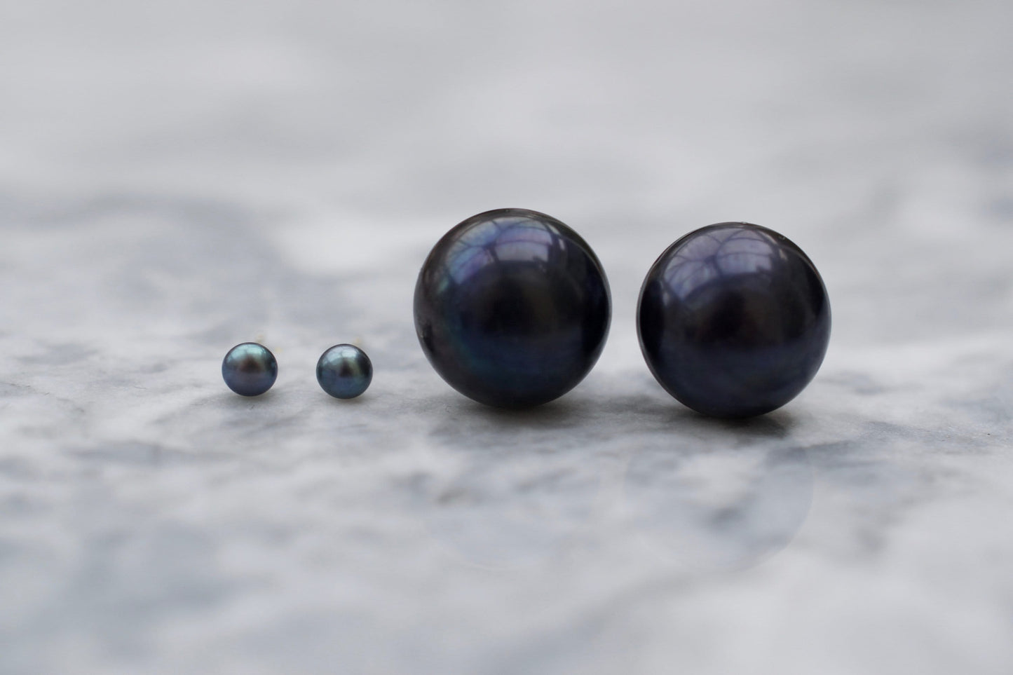Natural Black Seed Pearl Earrings