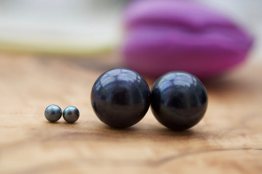 Natural Black Seed Pearl Earrings